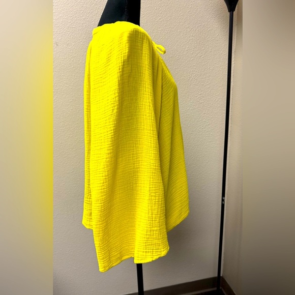 Scoop Vibrant yellow Tie Front Relaxed Blouse size large - Picture 4 of 8
